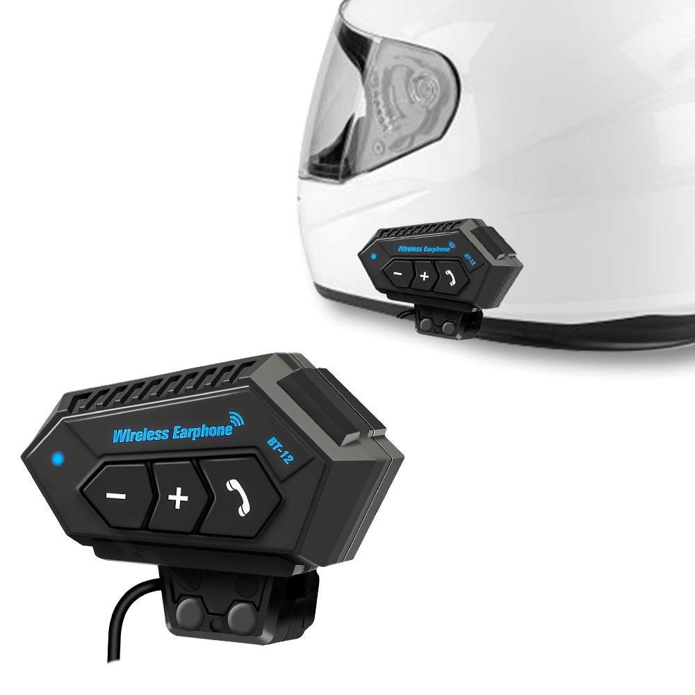 BT12 Motorcycle Helmet Headset Wireless Bluetooth 5.0 Hands-free Call Kit Stereo Waterproof Music Player Speaker for Moto Earphone