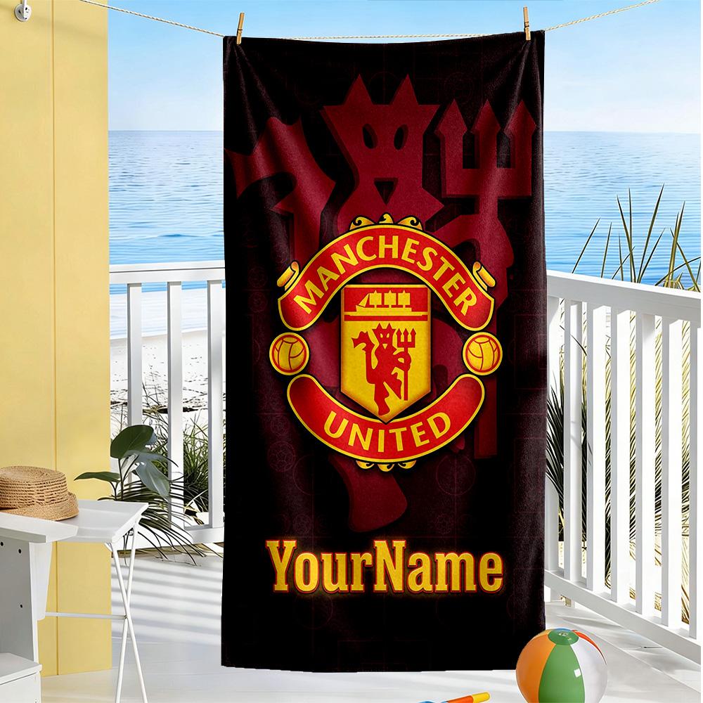 Manchester Customize Your Name Beach Towel Super Soft Microfiber Quickdry Fabric Suitable for Swimming Gym Camping Yoga Vacation