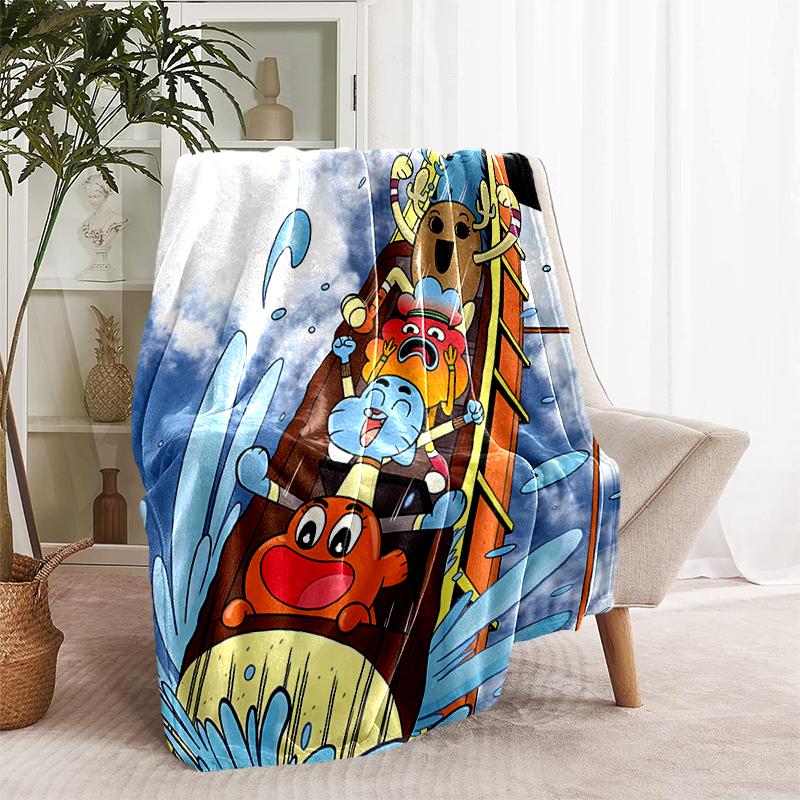 1pc Blanket The Amazing World of Gumball Print Design, Lightweight Blanket for Sofa, Bed- Soft &Warm, Gift for All Seasons like Christmas, Halloween