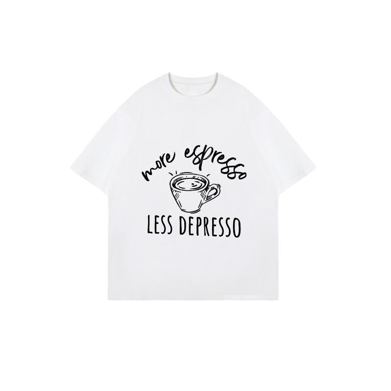Oversized T Shirt Black More Espresso Less Depresso Coffee Cup Print Casual Everyday Wear