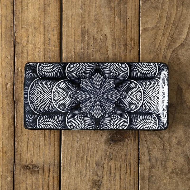 Керамическая посуда в креативном скандинавском стиле для ресторана, прямоугольная тарелка для суши и фруктов, для домашних закусок, мелкая плоская тарелка для основного блюда