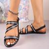 Flats Women Sandals Summer Crystal Casual Shoes Cozy Woman Shoes 2025 Trend Brand Beach Slippers Dress Chaussure Femme