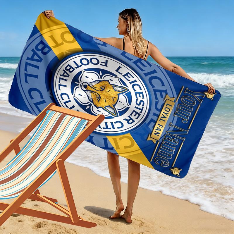 Name Custom Leicester City FC Print Beach Towel, Large Soft Quick Dry Towel for Beach Camping Swimming