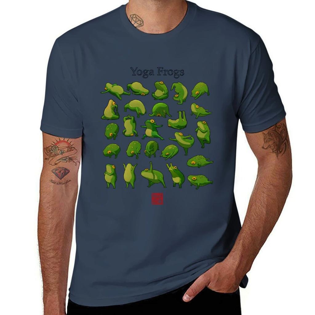 Yoga Frogs Poster With Text Tshirt Stylish Print Short Sleeve Tee Tshirt