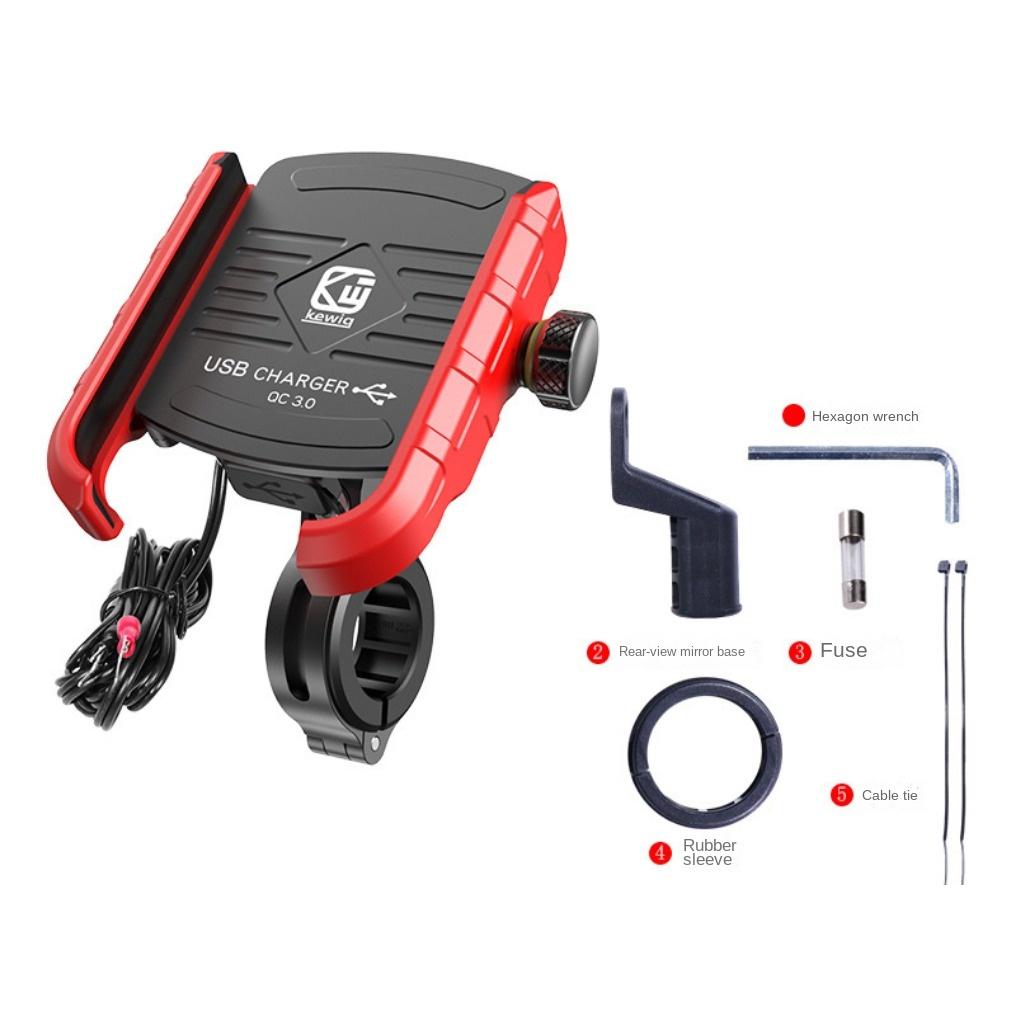 Держатель для телефона на мотоцикл, зарядное устройство, разъем USB/QC 3.0 с выключателем, водонепроницаемый на 360°, зарядное устройство USB, алюминиевый руль/зеркало для просмотра телефонов с диагональю 3,5–6 дюймов