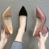 New Solid Color High Heels Net Red All-match Pointed Thick Heel Patent Leather Large Size Women's Shoes