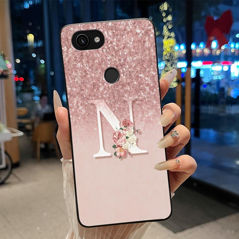 Shiny Starry Sky A-Z Letter Phone Case For Google Pixel 3a Soft Silicone Black Case For Google Pixel 3a XL Anti-scratch Casing