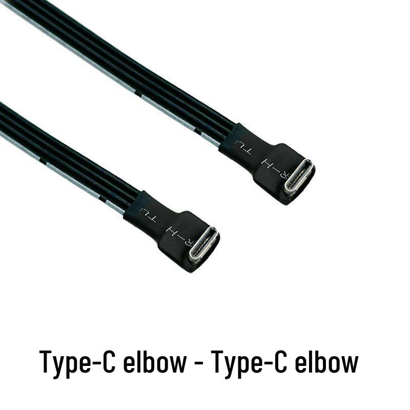 USB-C на C Угловой Адаптер-Кабель PD Зарядное Устройство, Плоский Силиконовый Кабель для Передачи Данных и Мягкая Сетевая Разветвитель для Power Banks