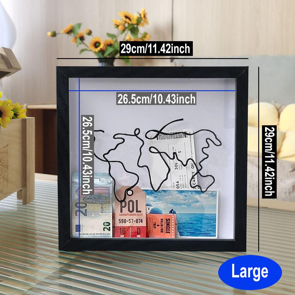 Shadow Box Picture Frame with Top Slot - Display Tickets/Memories, Photo Frame for Travel Keepsakes & Souvenirs Collection