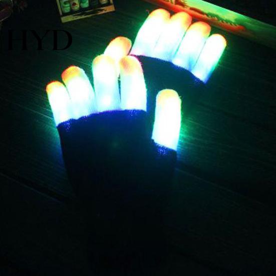 Мигающие пальцевые фонарики LED Перчатка для рейва 7 цветов Светящиеся перчатки на запястье для детей, подростков, взрослых Светящиеся шоу Вечеринка Хэллоуин Карнавал