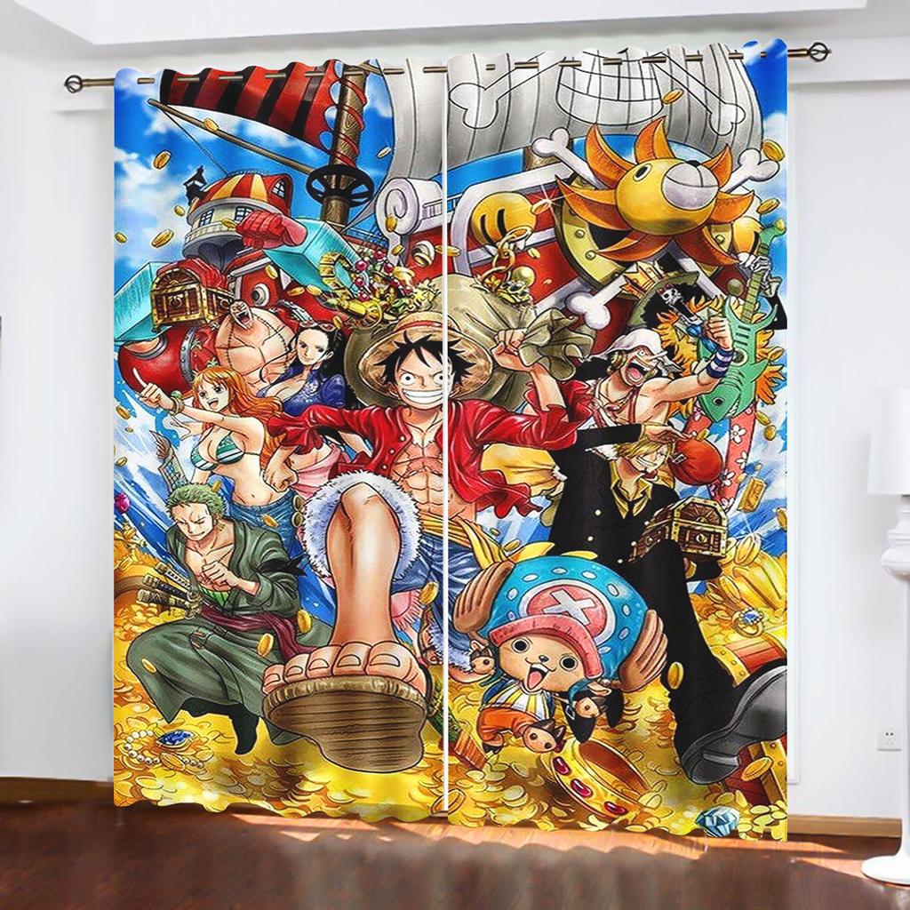 Резиденция Манки Д. Луффи Мультяшная Занавеска One Piece Милый Принт Светофильтрующие Оконные Шторы Гостиная Спальня Защита от Жара и Солнца