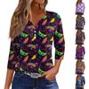 Женская мода повседневный топ с длинным рукавом и круглым вырезом с цветочным принтом