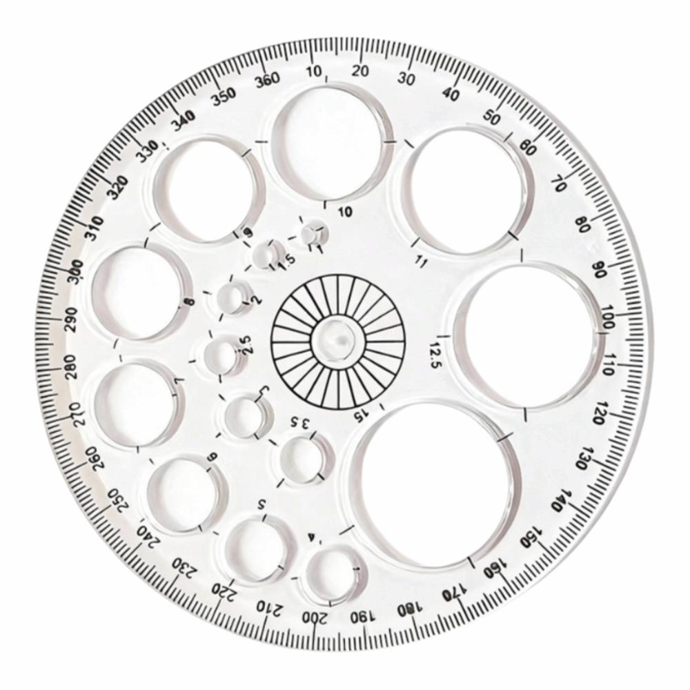 Transparent Plastic Ruler Template Circular Scale Geometric Template Ruler Student Stationery