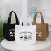 Cartoon Cute Printed Pattern Canvas Handbag Office Worker Lunch Bag Tote Bag Picnic Drink Bag Portable Outdoor Food Bags