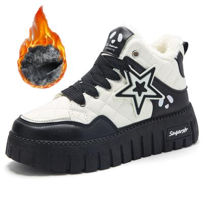 34-42 зимние женские большие размеры простые и модные толстые высокие плюшевые хлопковые сапоги теплая спортивная обувь женская обувь