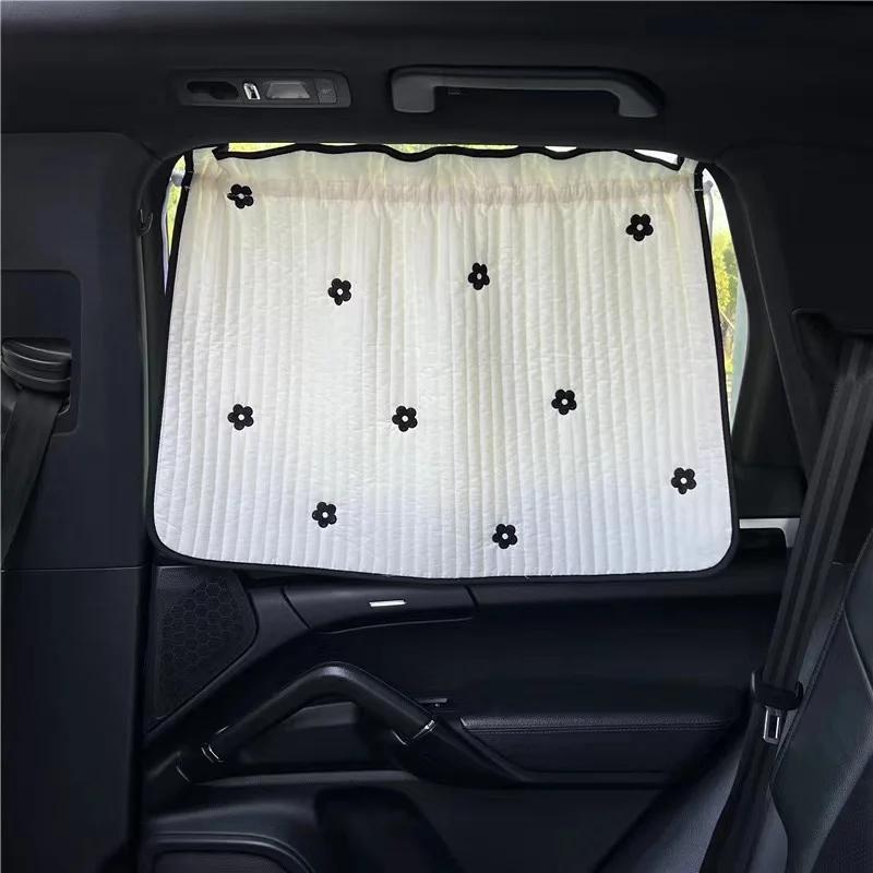 Car Baby Blackout Window Sun Cover Flower Thick Curtain For Vehicle Interior Rear Sunshade Infant Children Auto Curtain Side Car