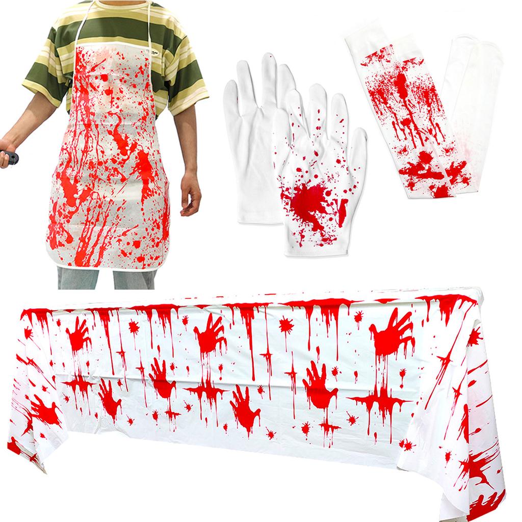Halloween Haunted House Horror Atmosphere Dress Up Props Blood Gloves Socks Apron Cosplay Devil Suit