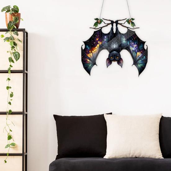 Halloween Bat Acrylic Window Hanging Gothic Bat Hanging Ornament Bat Hanger Pendant Spooky Bat Decor Home Car Ornament