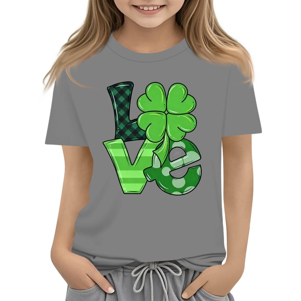 Children's Round Neck Casual Saint Patrick Printed Short Sleeve T-Shirt