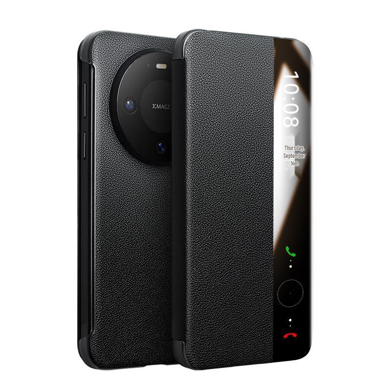 Магнитный кожаный флип-кейс Huawei Mate 80 Pro Max со Smart Sleep RS Защитой