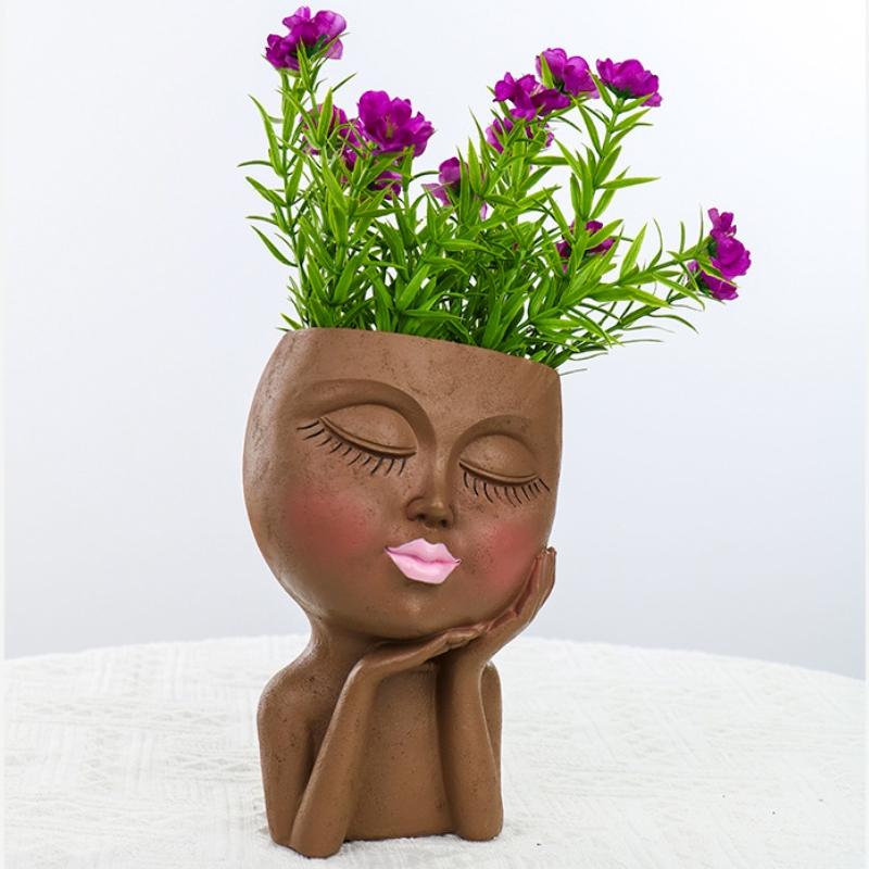 Creative Fashion Garden Face Gill Pot Resin Decoration Family Desktop Villa Balcony Courtyard Decorative Doll Fleshy Flower Pot