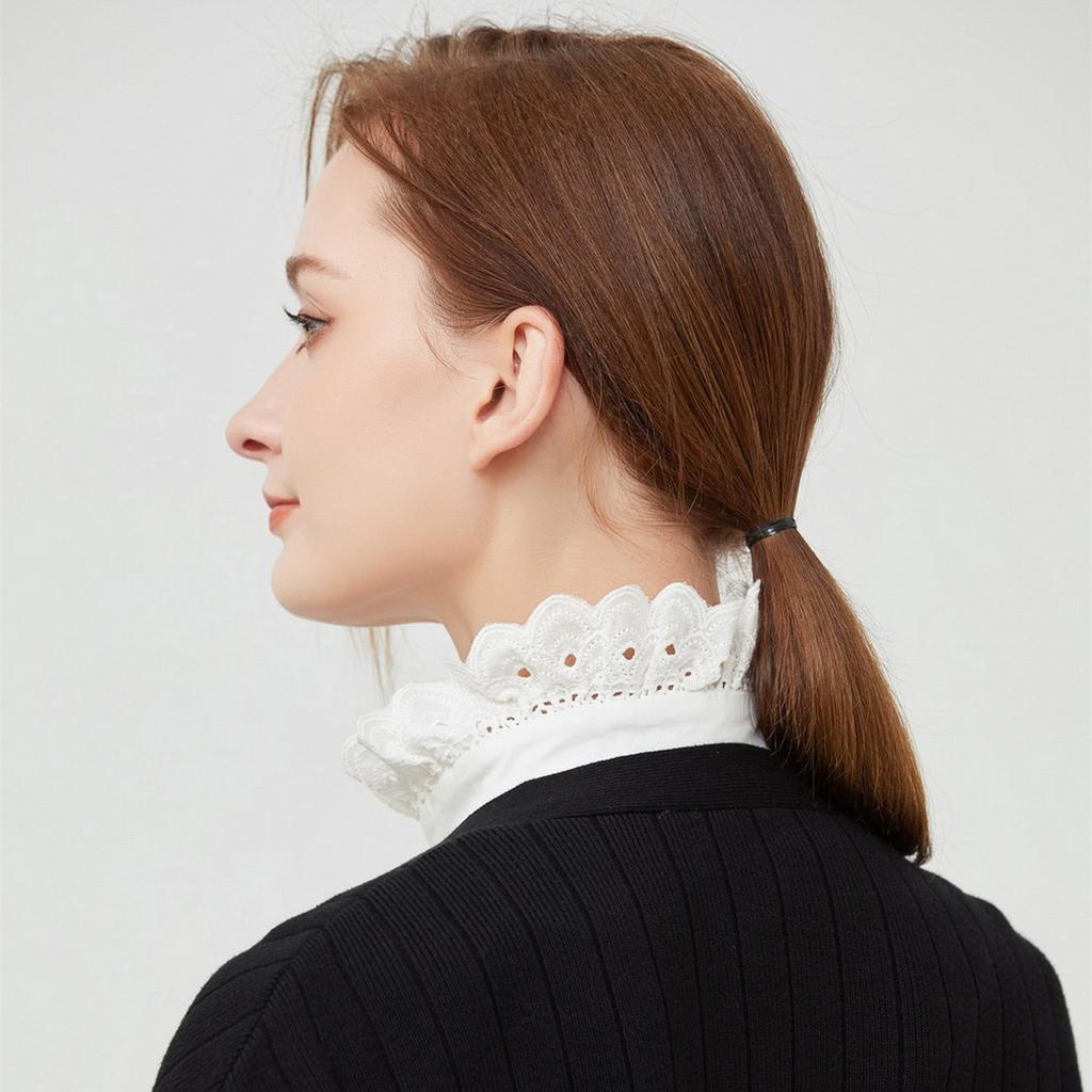 Women's Rhinestone Faux Collar Chiffon Blouse M