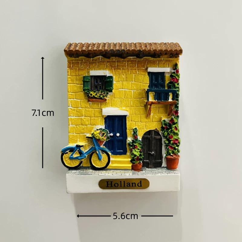 Netherlands Amsterdam Bicycle Windmill Tulip Resin Fridge Magnet Stickers Travel Souvenir Gift Landscape Home Kitchen Decor
