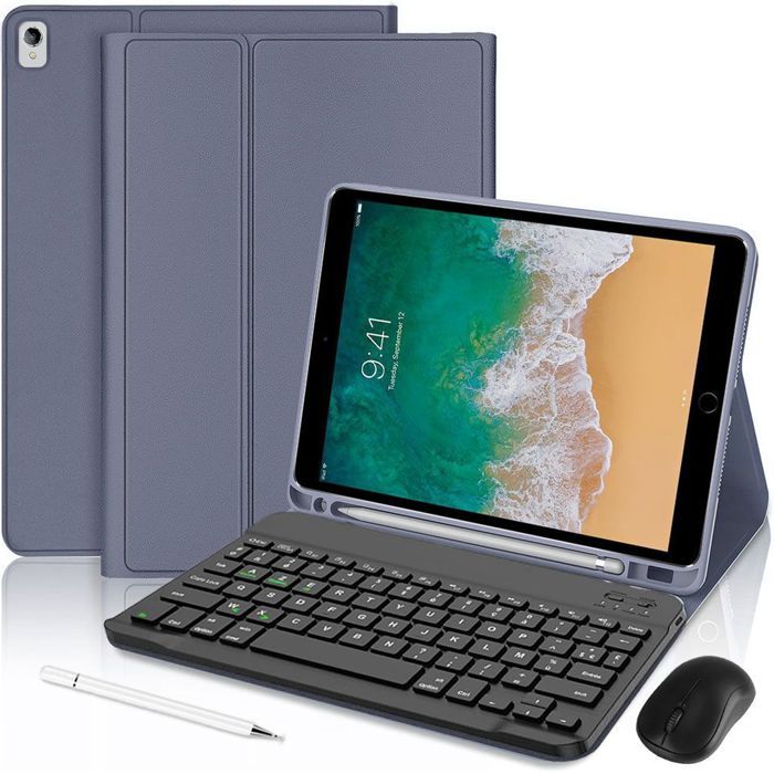 Coque Clavier pour iPad Air 3 10,5" / iPad Pro 10,5" - Cuir PU Violet avec Clavier + Souris + Stylet