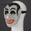 Sparkling Rhinestone Mask Halloween Skull Full Face Mask, Sparkly Masquerade Eye-catching Stage Prop for Party, Adjustable Strap Cosplay Women