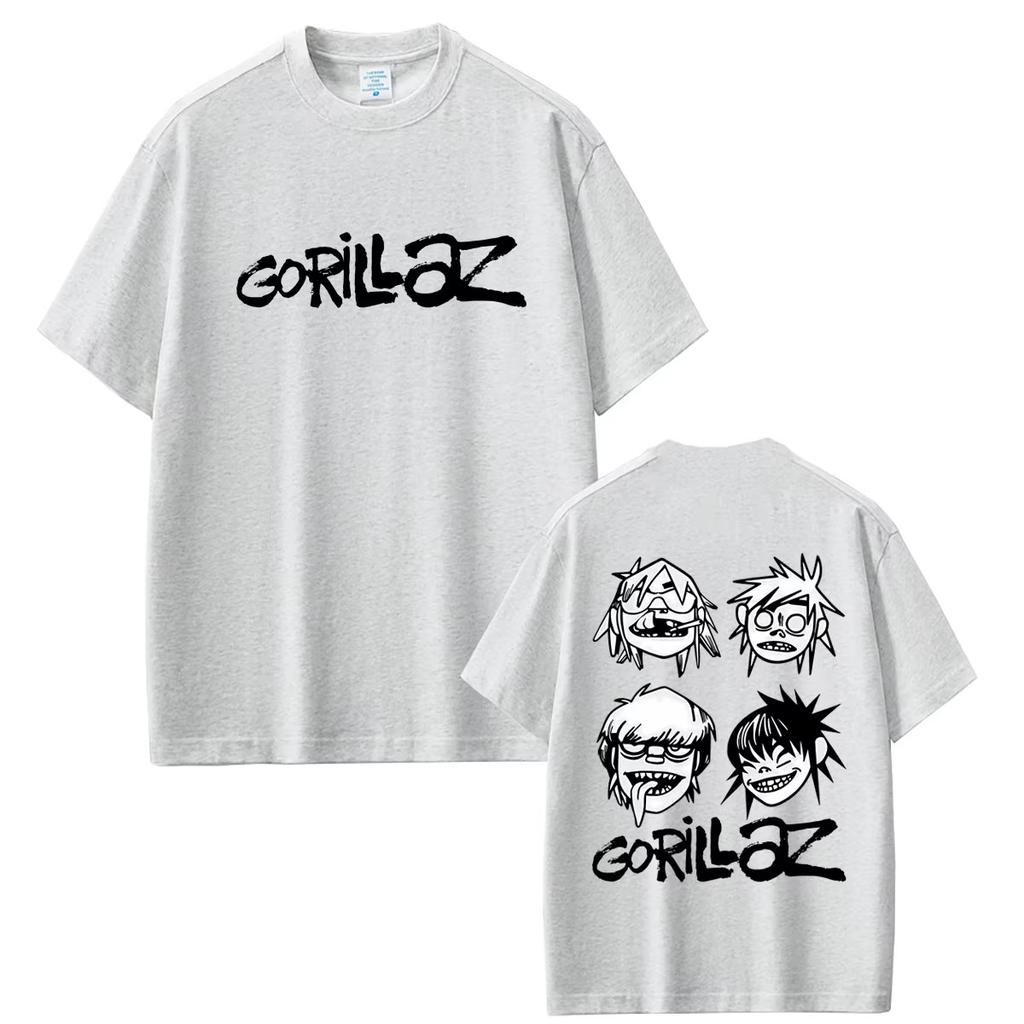 2026 Hot Sale Rock Band Gorillaz T-shirt Men Women Clothing Hip Hop Fashion Streetwear Unisex Vintage Casual Soft Cotton T Shirts Streetwear