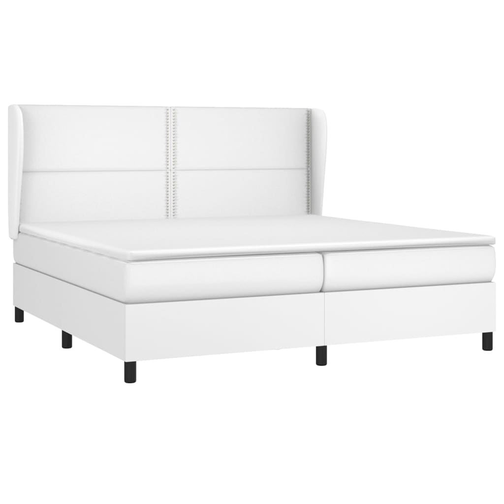Box Spring Bed with Mattress White 200x200 cm Faux Leather
