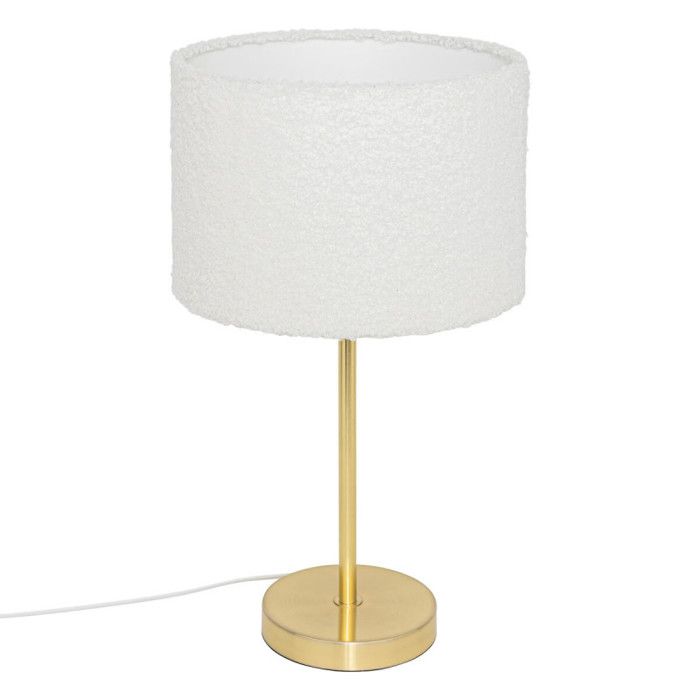 Lampe dorée "Tina" abat-jour en bouclette Atmosphera