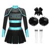 Girls Cheerleading Dance Outfit Halloween Fancy Dress Up Long Sleeve Dress Cheer Leader Uniform Masquerade Cosplay Outfits