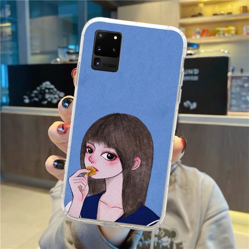 Чехол для телефона Sweet Girl Hand Drawns для Samsung Galaxy S10 S21 S22 Plus Ultra A91 A51 A21S A12 Прозрачная накладка для телефона