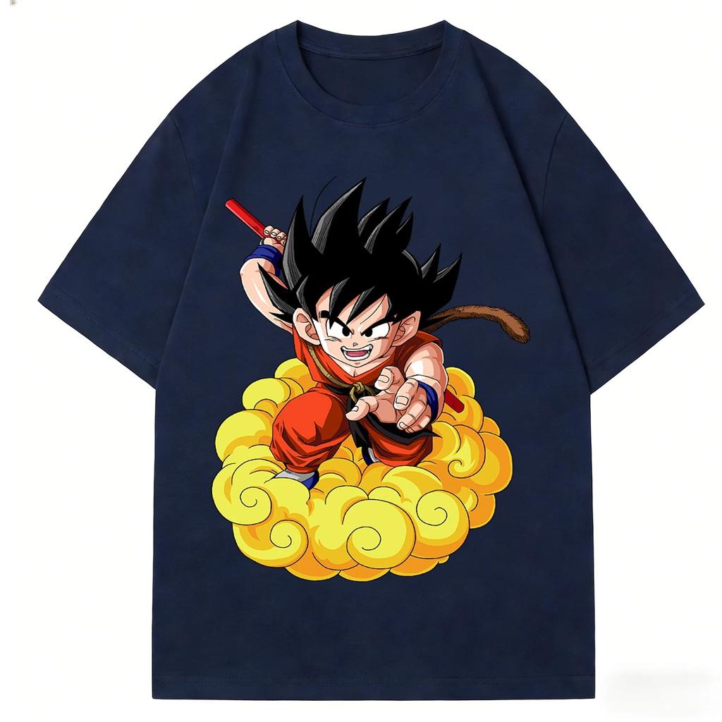 Футболка черная Dragon Ball Goku & Bulma Мотоцикл Удобная Модная Винтажная Двусторонняя с принтом на рукавах Футболки для Женщин и Мужчин