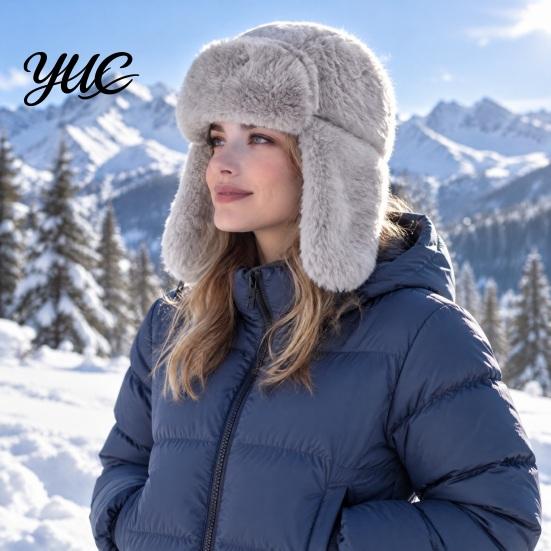 Warm Gift for Winter Ear Protection Hat, Plush Velvet Windproof Cold-proof Cap with Chin Thickened Caps Buckle, Soft Thick Imitation Rabbit