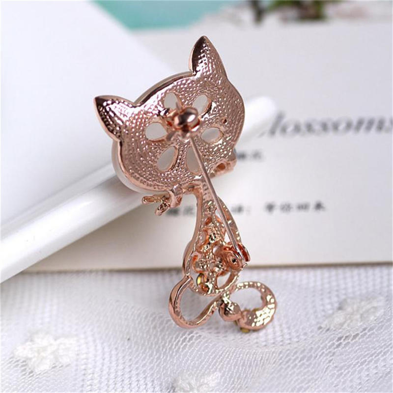 Opal Stone Fox Brooches Womens Cute Animal Pin Brooch Jewelry