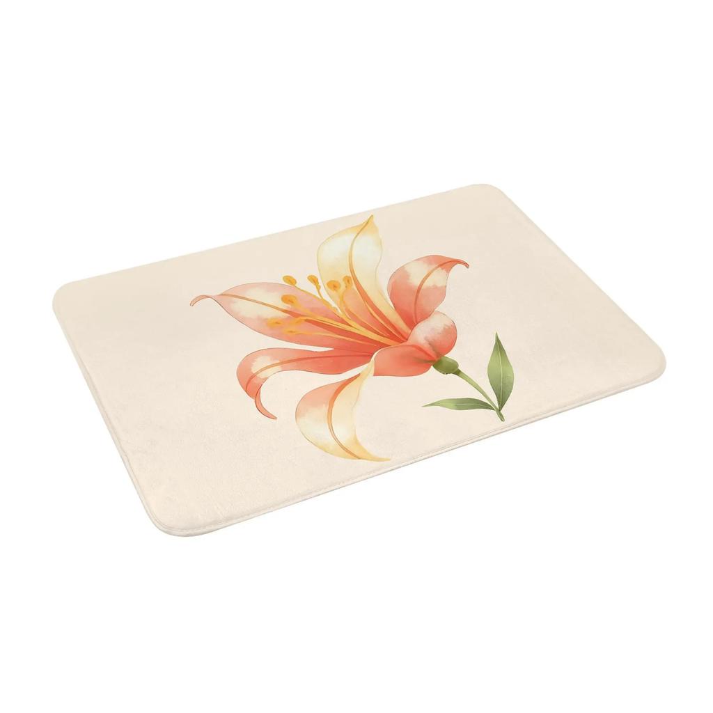 Watercolor Lily Grace and Purity Anti-slip Doormat Floor Mat Washable Carpet Rug for Kitchen Entrance Home Bedroom Footpad Mats