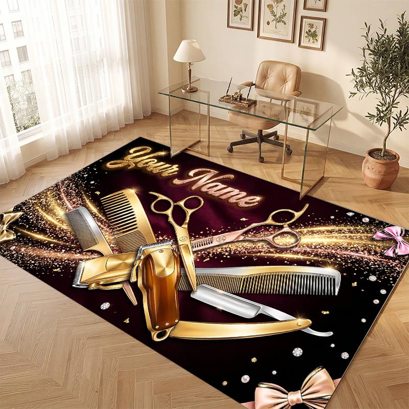Other Similar Designs Theme Soft Crystal Velvet Rug Custom Name & Text Print Non Slip Floor Rug for Bedroom Living Room