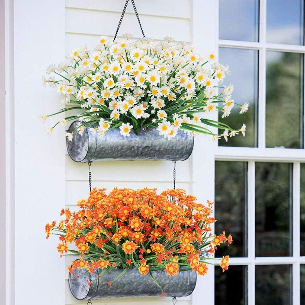 UV Resistant Artificial Flowers Plastic Fake Plants Chrysanthemum  Home in/Outdoor Garden Decor