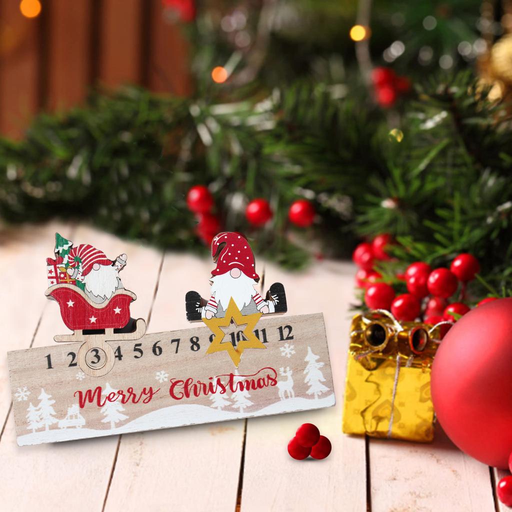 Рождественский Адвент-календарь Новый год 2024 Деревянный Санта-Клаус Раздвижной календарь обратного отсчета Украшение Настольный рождественский подарок для вечеринки Декор для дома