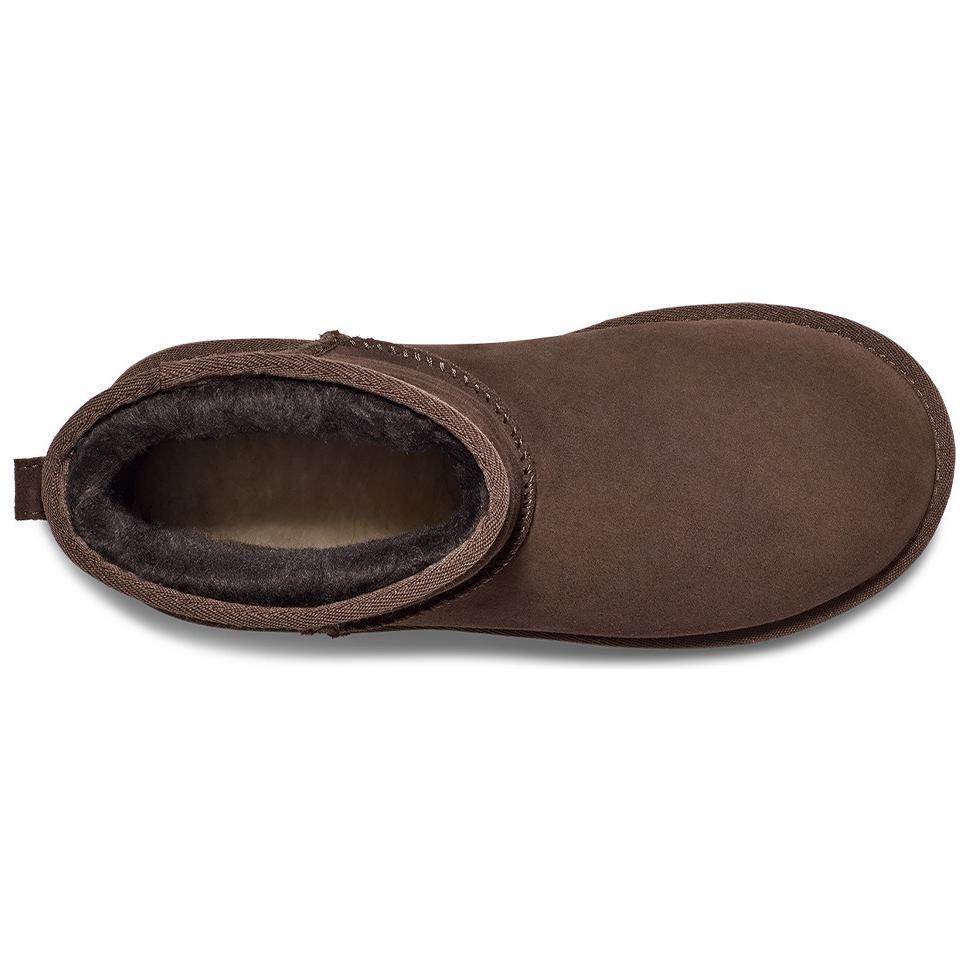 UGG Женские короткие зимние ботинки из спилка коровы на флисовой подкладке, удобные, универсальные, минималистичный стиль, цвет шоколадный 1115030-CHO