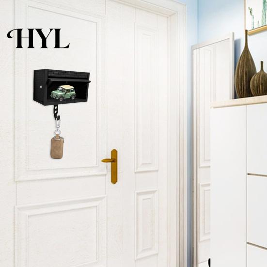 No Drill Installation Key Hook Car Garage Holder with Opening Door Adhesive Home Decor Clip Wall-Mounted Organizer Dual-purpose Decorative for Office