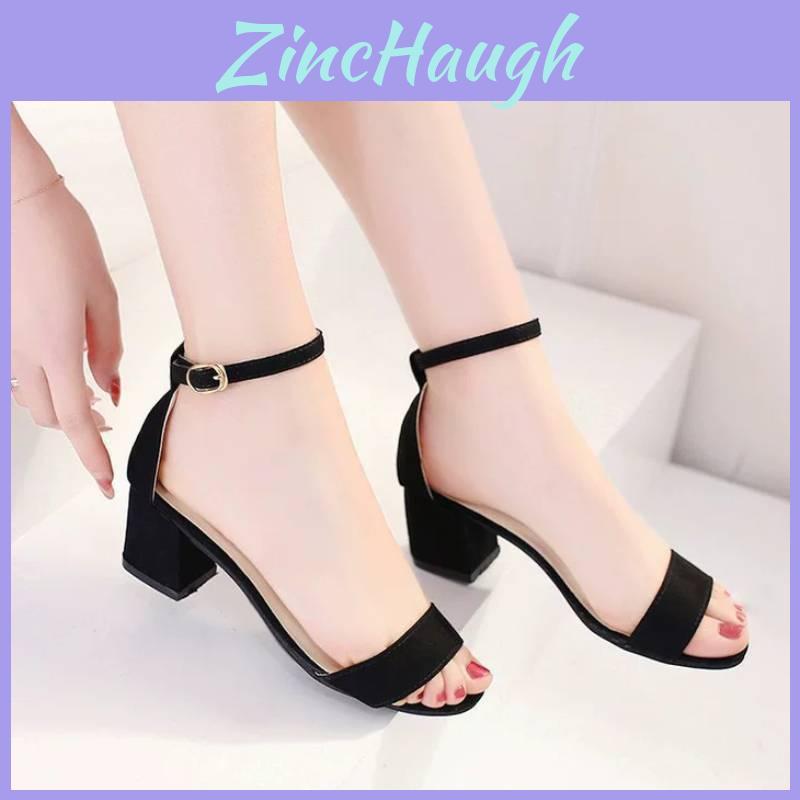 Ladies Casual High Heels With Ankle Strap And Nonslip Rubber Sole For Daily Wear