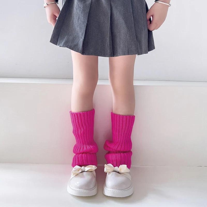 Sweet Girls Candy Color Korean Kids Leg Warmers Knitted Foot Cover Children Solid Autumn Winter Elastic Versatile Elephant Socks