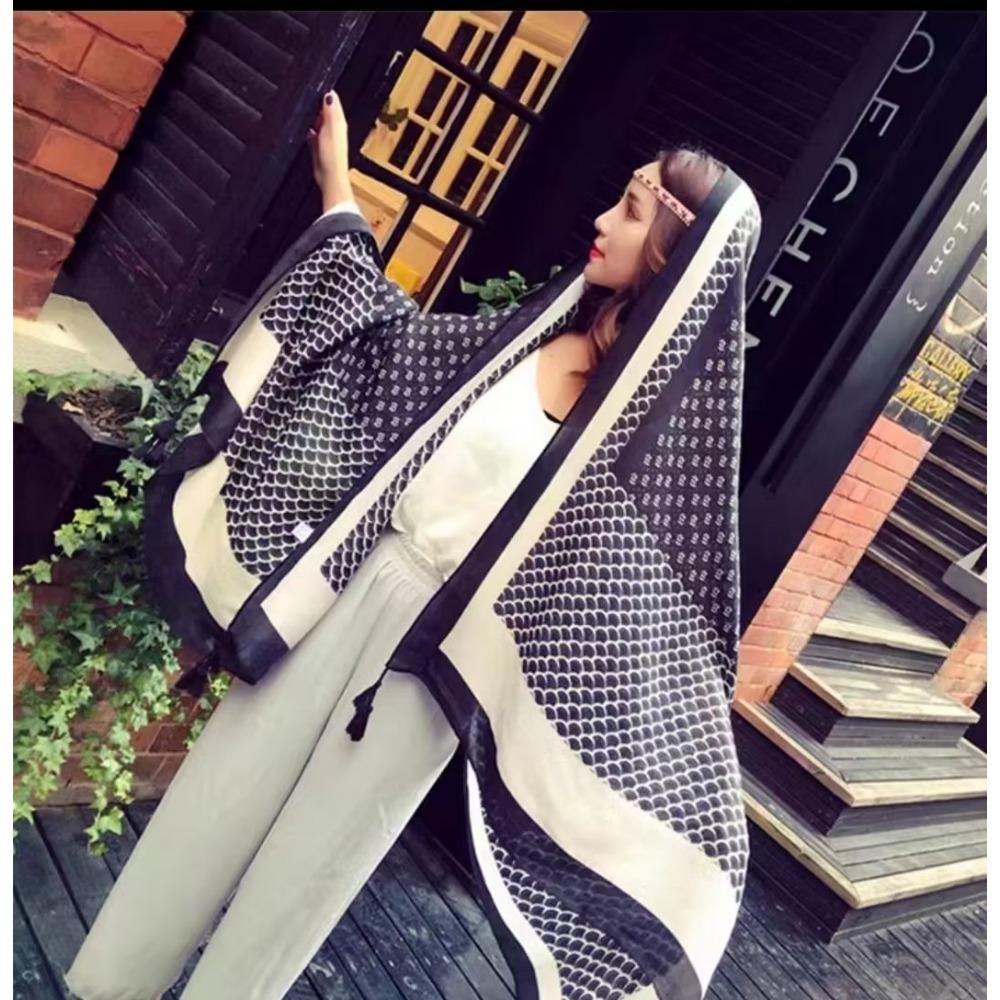 Соленое озеро Чака Туризм на Северо-Западе Этнический стиль Шарф Шелковый шарф Женский Летний Приморский Пляжный Платок Солнцезащитный Тонкий