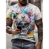 Men's Skull Graphic Print T-shirt, Short Sleeve Crew Neck Tee, Men's Clothing For Summer Outdoor