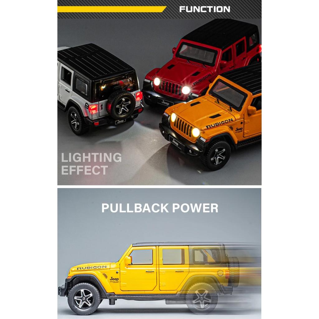1/32 Jeep Wrangler Rubicon Модель игрушечного автомобиля с высокой имитацией звука и света внедорожная литая коллекционная игрушечная машина для детей
