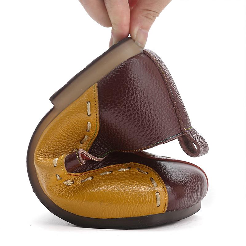 2024 Spring Autumn Women Flats Calf Leather Shoes Slip On Ballet Flats Ladies Patches Shallow Shoes Mom Moccasins Loafers Shoe
