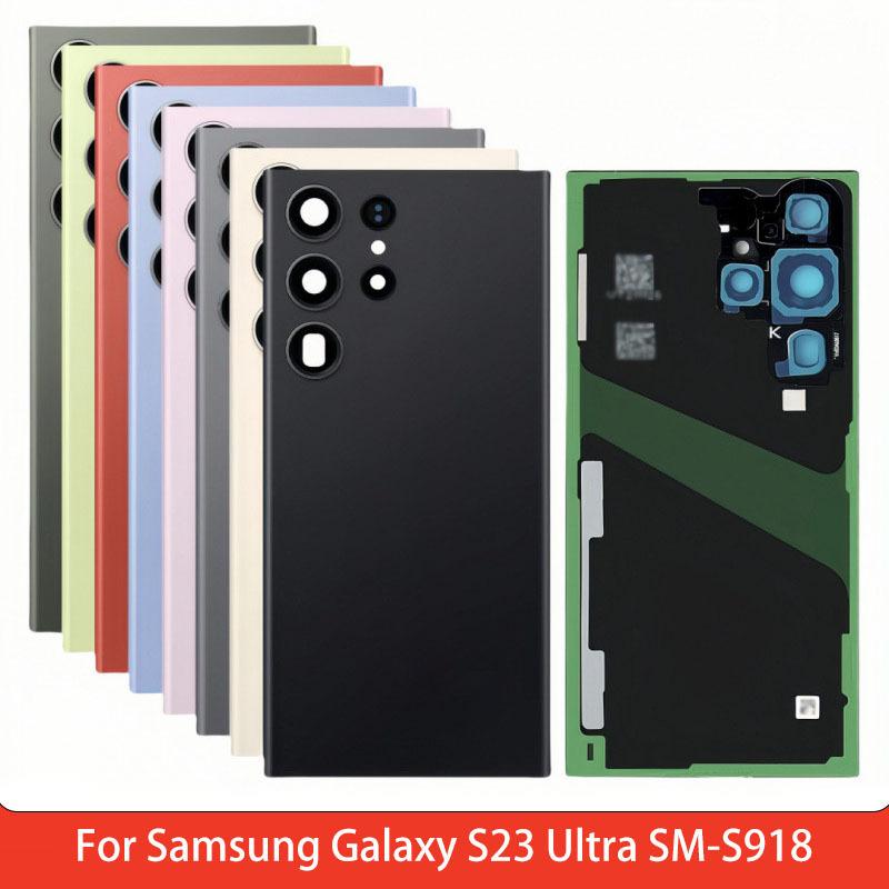 Задняя крышка аккумулятора для Samsung Galaxy S23 Ultra SM-S918 Из поликарбоната задняя крышка с клеем для объектива камеры Запасная часть для ремонта